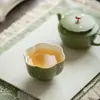 Xícara Pequena de Tangerina Verde com Pétalas Douradas, Xícara de Degustação em Cerâmica, Cor Tradicional Chinesa, Estilo Chinês Conjunto de Chá Kung Fu Xícara Única
