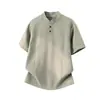 Camiseta tipo polo Henley de estilo americano, manga corta para hombre, verano, hombro normal, cuello pequeño, tacto premium resistente, camiseta de media manga