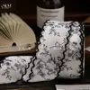 Fita de Algodão e Linho com Estampa de Rosa em Renda Ondulada para Decoração de Cortina de Casa, Fita para Acabamento de Bordas de Buquê DIY