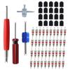Kit de reparación de válvula de neumático de bicicleta de montaña, herramienta de reparación de desmontaje de núcleo de válvula de cabeza simple doble, juego de 64 piezas