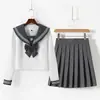 Fábrica en nombre del paquete posventa bordado gris traje de tres marineros jk uniforme escolar para el sentido de traje falda plisada genuino japonés