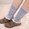 Leggings de lana tejida de fabricantes europeos y americanos, botas cálidas, calcetines cortos de encaje tipo linterna para otoño e invierno