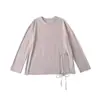 Camiseta de Manga Larga con Dobladillo Irregular y Abertura, Top Protector Solar Estilo Perezoso, Nueva Camiseta Básica Deportiva Holgada de Otoño con Cuello Redondo