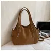 Bolso Tote de Gran Capacidad de Nicho para Mujer 2025 Nuevo Vintage para Viajes Diarios Bajo el Brazo Bolsa para Motocicleta con Múltiples Bolsillos Bolso de Hombro Cruzado