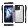 Adequado para iPhone 16 Pro Max Pimenta Vermelha Capa à Prova d'Água Tampa Traseira Transparente Capa para Mergulho ao Ar Livre Capa Anti-Queda para Celular