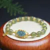 Pulsera de Jade Hetian Natural de 8 mm con Accesorios Chapados en Oro de Plata 925, Joyería Versátil para Mujer Estilo Chino Nuevo, Estilo Amistad