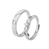 Anéis de Casal Estilo Coreano, Anéis de Casal Modernos com Asas de Anjo, Anéis Retrô com Diamante de Quatro Garras, Venda Direta do Fabricante de Joias