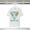 Camiseta Unissex de Manga Curta Verão Casa Masculina Transfronteiriça Casablanca Azul Quadrado Gradiente Estampa de Logo com Letras