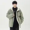 Chaqueta Reversible Nasa Diseño de Moda Lana de Cordero Algodón para Hombre Invierno 2025 Nueva Chaqueta de Algodón Cálida con Forro Polar Cuello Alto