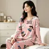 Pijamas Dulces al por Mayor de Fábrica para Mujer, Ropa de Casa de Manga Larga para Primavera, Otoño y Verano, Estilo Delgado, Habitación con Aire Acondicionado, Trajes Estilo Chica Estudiante