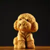 Taihang Thuja Pieza de Mano Perro de Peluche Mascota Linda Hogar Perro de la Suerte Pieza Tallado en Madera Colgante Oficina Juego