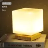 Lámpara de mesa decorativa nórdica para dormitorio, luz nocturna creativa simple y acogedora, lámpara de mesita de noche atmosférica de vidrio en estilo wabi-sabi japonés