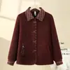 Chaqueta Corta con Forro de Polar para Mujer, Nuevo Estilo Invierno 2025, Corte Holgado, Adelgazante, Engrosada, Cálida, Abrigo de Algodón Integrado con Piel Sintética