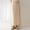 Falda lápiz casual versátil de cachemir 100% puro para mujer, elegante y a la moda, corte ajustado