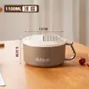 Tazón para fideos instantáneos de acero inoxidable 304 con tapa, adecuado para dormitorios, gran capacidad, para estudiantes, uso personal y conveniente para hombres