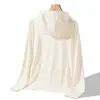 Ropa con protección solar UPF50 de seda helada para mujer, hilo original, nueva de verano, anti-UV, transpirable, ligera, chaqueta con capucha