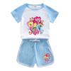 Roupas de Pônei para Meninas Conjunto de Verão Infantil Fino 2023 Novo Conjunto de Duas Peças com Camiseta de Manga Curta e Shorts
