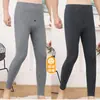 Calzoncillos largos de terciopelo doble cara para hombre, finos, forrados de polar para invierno, pantalones cálidos, pantalones de lana, pantalones finos para base, con hilo interior
