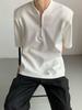 Camiseta para Hombre de Manga Corta Holgada con Cuello Alto Pequeño y Diseño Sensorial, Media Cremallera, Hombro Acolchado, Abstinencia Alta al Frío, Top de Cuello en V, Camisa Henry Moderna
