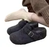 Sapatos Peludos Retro Fechados Slip-On para Mulheres, Adequados para Uso Externo, Novo Estilo Outono e Inverno 2025, Sapatos Preguiçosos de Lã de Cordeiro com Lã Adicional, Sapatos de Algodão Birkenstock