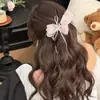 Pinza para el pelo con lazo de organza estilo coreano para mujer, Pinza banana para la parte trasera de la cabeza, Pasador con un toque de lujo ligero y de alta gama, Accesorio para el cabello