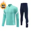 Moletom de Veludo com Meio Zíper para Outono e Inverno, Conjunto de Treino de Manga Longa, Roupa Esportiva para Aparência de Futebol de Crianças e Adolescentes