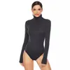 Otoño e Invierno Comercio Exterior Nuevo Suéter para Mujer Manga Larga Cuello Alto Delgado Camisa Base Color Sólido Triángulo Sexy Mono Tejido