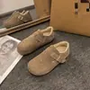 Zapatos tipo Birkenstock con forro de felpa para mujer, moda otoño/invierno 2026, nuevo diseño versátil, zapatos cálidos de algodón, planos retro sin cordones