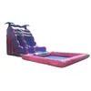 Resbaladilla inflable de cocotero rosa y morado, resbaladilla acuática exterior para niños con piscina, equipo de diversión para parque temático