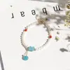 Pulseira de Pérolas de Água Doce Feminina Design de Nicho Ins Pulseira de Luxo Leve Melhor Amiga Cristal Retrô Pérola de Contas da Sorte Pulseira