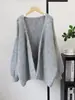 Nuevo cárdigan de punto con mangas de farol de longitud media, suelto, casual, suave, estilo gentil, abrigo suéter para mujer, Otoño 2026
