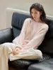 Ropa Hongmi/Otoño-Invierno 2026 Nuevo Suéter Pulóver de Lana Cachemira Lavado Cepillado Artesanal Cuello Redondo para Mujer