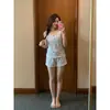 Pijama de Tirantes de Color Sólido Estilo Casual Perezoso de Talla Grande para Mujer, Nuevo Estilo Primavera y Verano, Set de Dos Piezas para el Hogar Cómodo y Amigable con la Piel