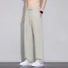 Pantalones Ligeros y Transpirables de Estilo Artístico Retro para Hombre, Pantalones Largos de Pierna Recta Holgados de Verano