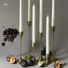 Ht Portavelas Amarillo Retro Estilo Europeo Decoración Romántica Cena a la Luz de las Velas de Navidad Accesorios de Boda Base para Portavelas