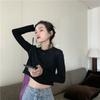 Camiseta Corta Estilo Nuevo Primavera y Otoño para Mujer Manga Larga Estilo Occidental Delgada Camiseta Interior para Combinar Otoño e Invierno