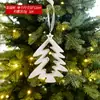 Decoraciones navideñas colgante acrílico blanco mariposa copo de nieve guirnalda árbol de Navidad adornos placa de palabras mixtos con purpurina