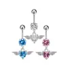 Comercio Exterior Transfronterizo Popular Alas de Ángel Corazón con Alas de Circonita Anillo para Ombligo Clavo para Ombligo Joyería para Piercings Fabricante Venta al por Mayor