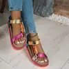 Chanclas para Mujer Talla 25, Nuevo Estilo Veraniego con Diseño de Cabeza de Águila, Sandalias de Tira Coloridas Transfronterizas Talla Grande para Uso en Exteriores, Sandalias Planas para Playa