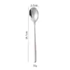 Colher de Aço Inoxidável 304 Estilo Coreano Alto Valor de Cor Colher de Sobremesa Popular Rede Estilo Creme Cabo Longo Colher de Mistura Colher de Jantar Doméstica
