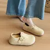 Birkenstock Feminino com Solado Grosso, Salto Escondido e Forro de Lã 2026 Outono/Inverno Novo Slip-on Feio Fofo Cabeça Grande Totalmente Fechado Birkenstock Sapatos de Algodão