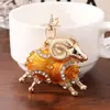 Llavero de zodiaco oveja con pedrería de goteo de aceite, colgante de animal oveja creativo para bolso, exquisito regalo de llavero