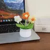 Planta en Maceta Pomposa Terminada Tejida a Mano Decoración del Hogar Flores Artificiales Tejidas Ramo de Flores Tejidas a Crochet Regalo Transfronterizo