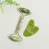 Novo Massajador de Meridianos Xiuyu de Jade Natural Massajador Facial Raspador Muscular Conjunto de Massagem com Rolo de Cabeça Dupla
