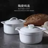 Tazón de sopa de huevo al vapor al por mayor con doble oreja y tapa resistente a altas temperaturas, tazón de sopa de cerámica para el hogar, olla de estofado, Niños Bebé cocción al vapor de agua para bebé