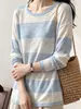 Camisa protectora solar de manga larga a rayas holgada estilo coreano de seda helada para mujer, prenda exterior fina de verano, top casual para aire acondicionado