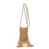 Bolso Bandolera de Paja con Borla Simple, Bolso de Hombro Retro Estilo Coreano, Bolso Tejido de Hilo de Algodón, Bolso de Playa de Verano, Para el Uso Diario