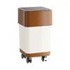 Cubo de Basura Doméstico de Gran Capacidad Estilo Mid-Century Cocina Dormitorio Sala de Estar Estilo Presionar con Tapa Cesta para Papel Higiénico con Ruedas