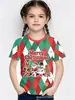 Papai Noel Padrão de Presente de Natal Impressão 3D Transfronteiriço Novo Camiseta Casual Infantil de Manga Curta com Gola Redonda Fornecimento