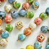 Cuentas de cerámica con agujero recto estilo retro bohemio pulsera con forma multifacética accesorios material de cuentas joyería diy